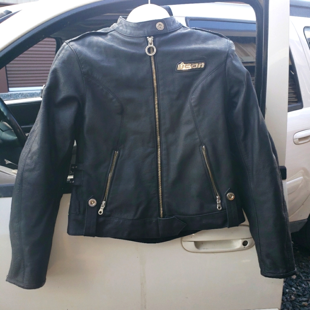 Icon Hella Women's Leather Motorcycle Jacket Size M